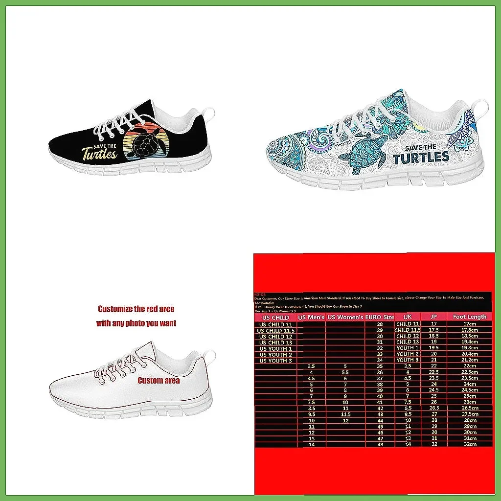 

** Save The Turtles 3D Printed Canvas Sneakers, Breathable Lightweight Casual Running Shoes ** (72 characters)