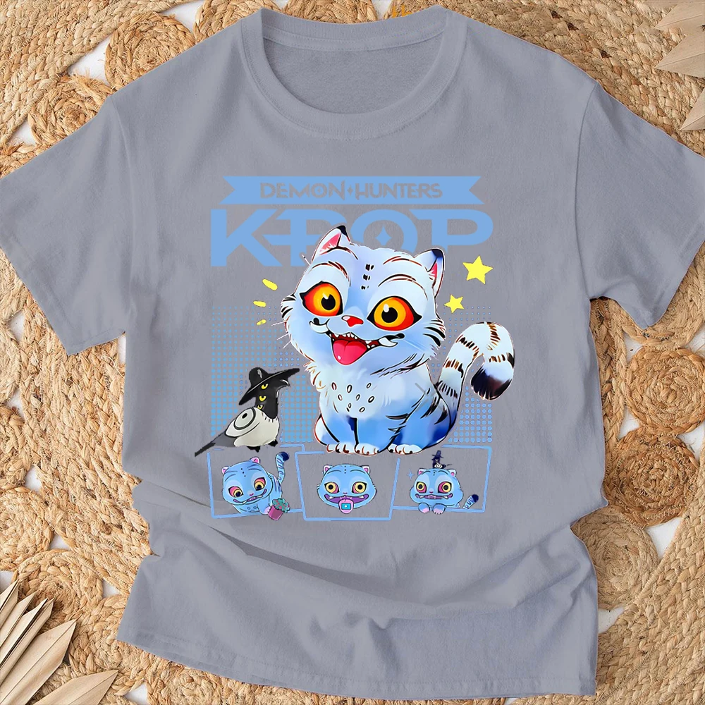 شيطان الصيادين Kpop أنيمي الجرافيك طباعة القطن تي شيرت للرجال النساء 2025 الصيف عادية كم قصير تيز الشارع الشهير تي شيرت