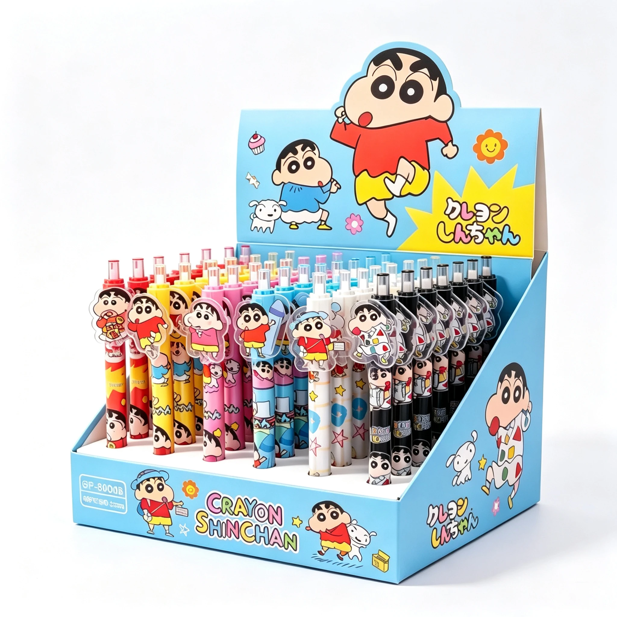 2/12/48PCS Crayon Shin‑chan Retractable Gel Pen Cute Acrylic Charm Ballpoint Pen 0.5mm Black Ink Cartoon Stationery Gift