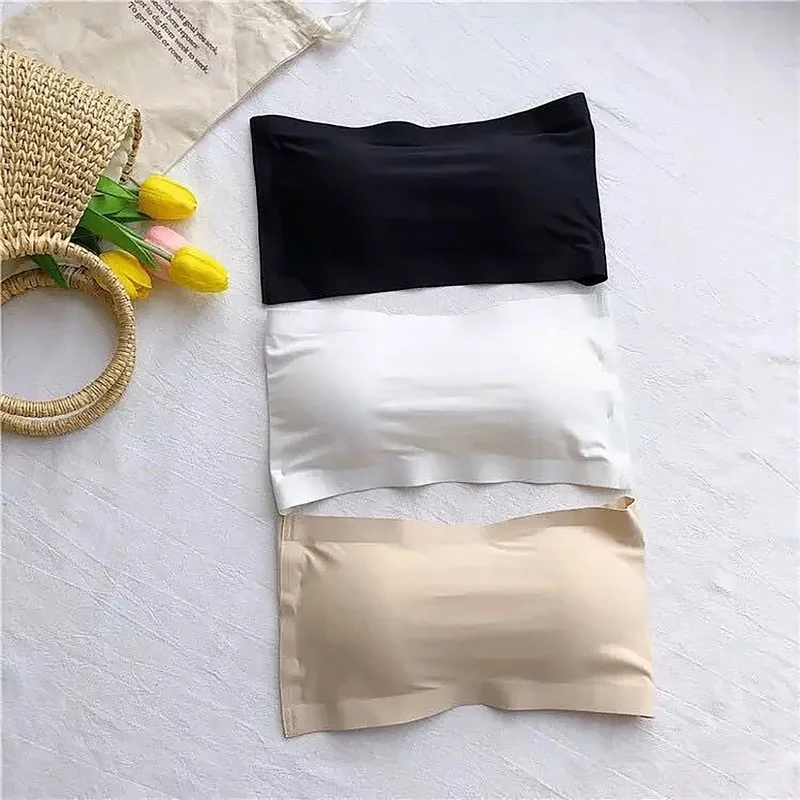 New One Piece Seamless Tube Tops Women Invisible Bra Intimates Strapless Bustier Bandeau Breathable Wrapped Chest Underwear