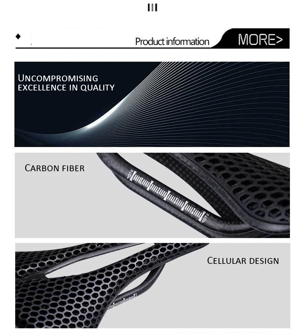 Carbon 3D Gedruckt Fahrrad Sattel Ultraleicht Mtb Road Racing 156G Ergonomische Stoßfest Radfahren Sitz Komfort Fahrrad Zubehör – Detail 3