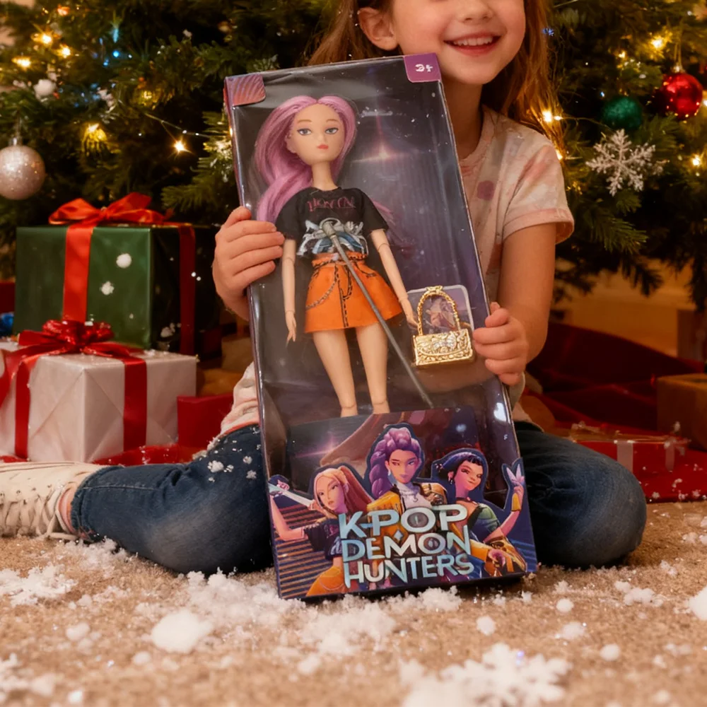 K-Pop Demon Hunters Style Dolls Set with Guitar Microphone Bag Accessories Fashion Dolls for Kids Play & Collection