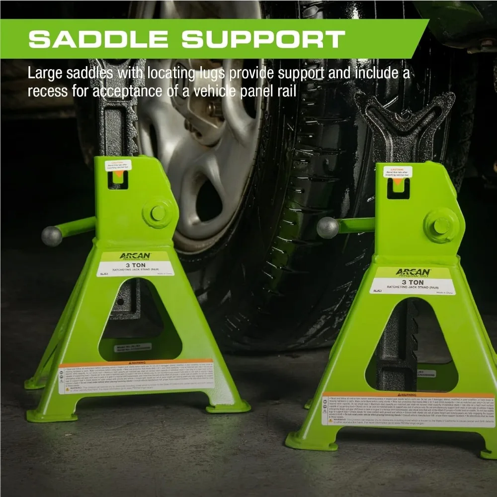3-Ton Steel Jack Stands with Secure Locking, Wide Base for Stability, 11-5/8" to 17.5" Range