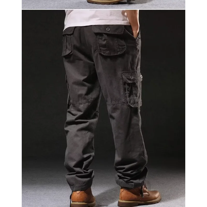 Men's Straight-Leg Cotton Work Pants – Casual Utility Trousers (Spring/Autumn, Plus Sizes Available)