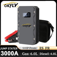 GKFLY Car Jump Starter 3000A Peak Lithium Starter Battery Pack is suitable for up to 6.0L Petrol or 4.0L Diesel Engines with LED