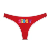 Rainbow Letters Print Female Lingerie Red Cotton Thong Underwear for Womens Soft Seamless Invisible Breathable Sport Underpant
