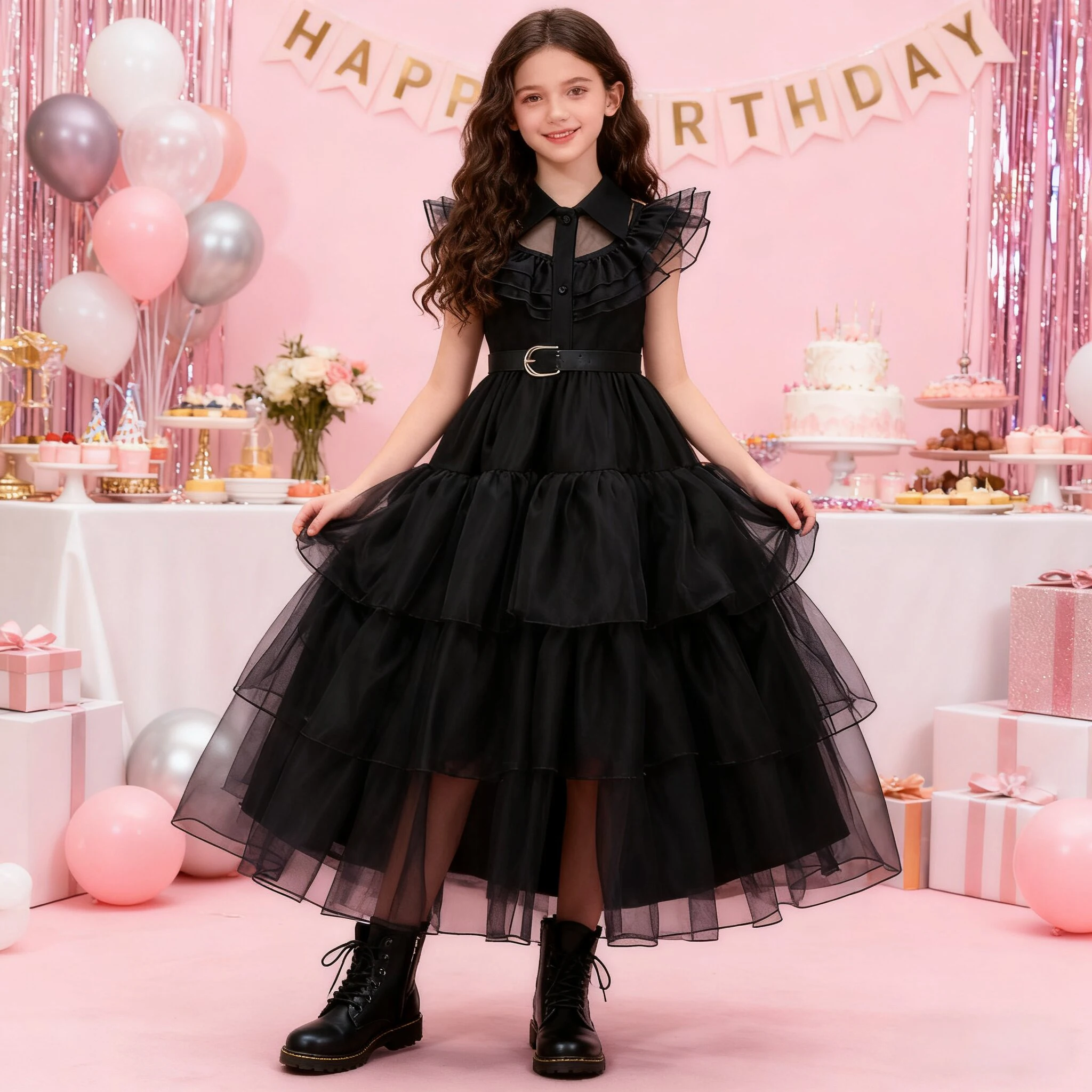 Black Queen Adams Weihnachten Cosplay Party Mädchen Kleid Karneval Halloween Weihnachten Kostüme Fancy Geburtstag Prinzessin Kleider Mädchen