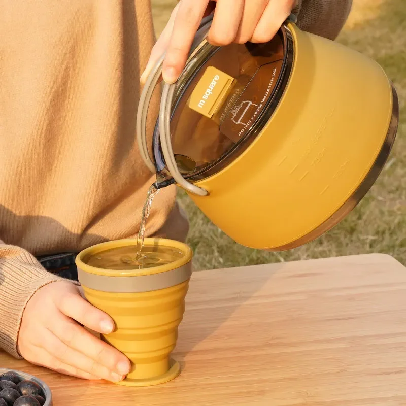 Imagem -02 - Silicone Folding Camping Kettle Bule Portátil Fogão de Chá de Café Mini Panela Dobrável com Alça Suprimentos para Caminhadas