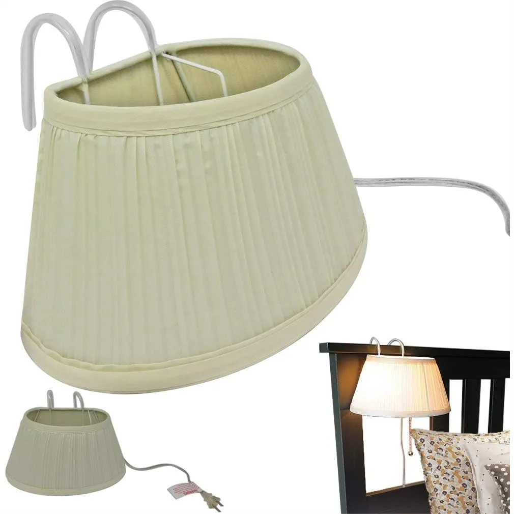 

Bed Headboard Reading Lamp with Soft Fabric Shade, Easy On/Off Pull Cord for Bedroom
