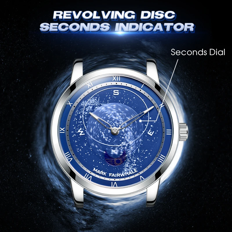 

MARK FAIRWHALE 5053 Starry Blue Luxury Men's Watch Stainless Steel Waterproof Starry Blue Luxury Style Watches for Man Reloj