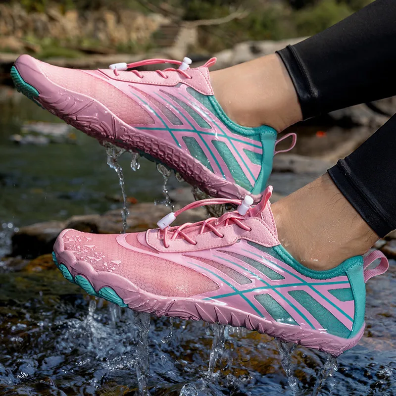 Summer Fashion Green Men's Aqua Shoes Plus Size 46 Comfy Five Fngers Women's Shoes Anti-slip Rock Fishing Shoes Men Gym Sneakers