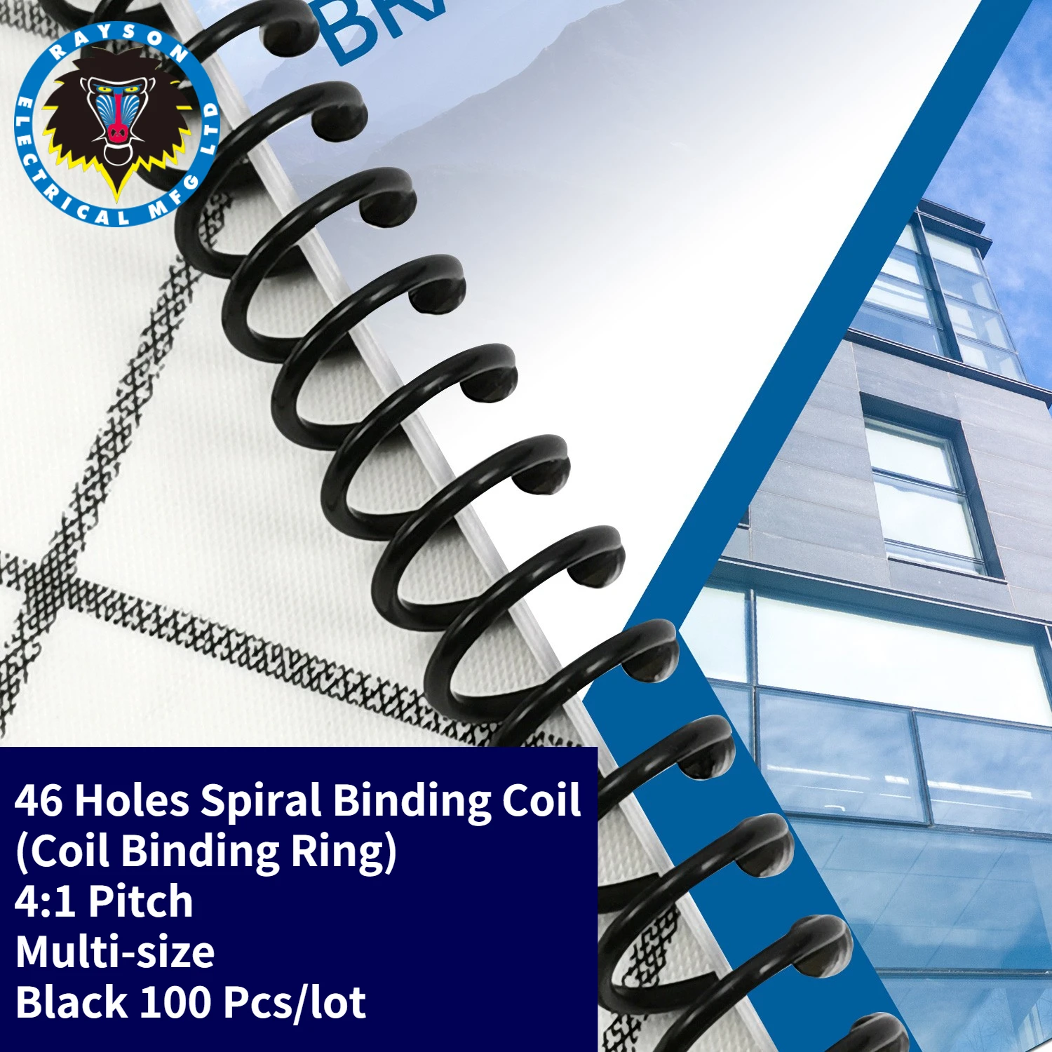 Plastic Spiral Binding Coil,Office Accessories,School Supplies and Home Used.Black. Nice Stationery for hole punch Note books
