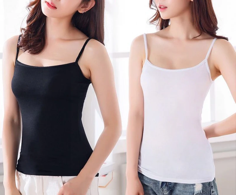 2PCS Summer Sexy Camisoles For Women Crop Top No Pad Tops Sleeveless Shirt Sexy Slim Lady Bralette Strap Skinny Vest Camisoles