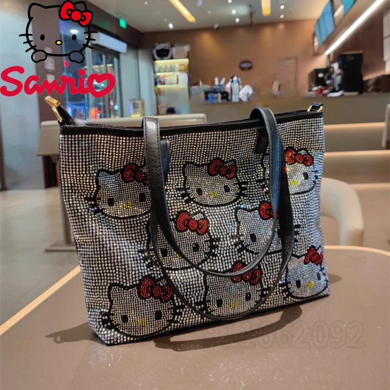 Hello Kitty New Diamond-studded Women's Handbags Fashion Trend Diamond-studded Women's Shoulder Messenger Bag Casual Women's Bag