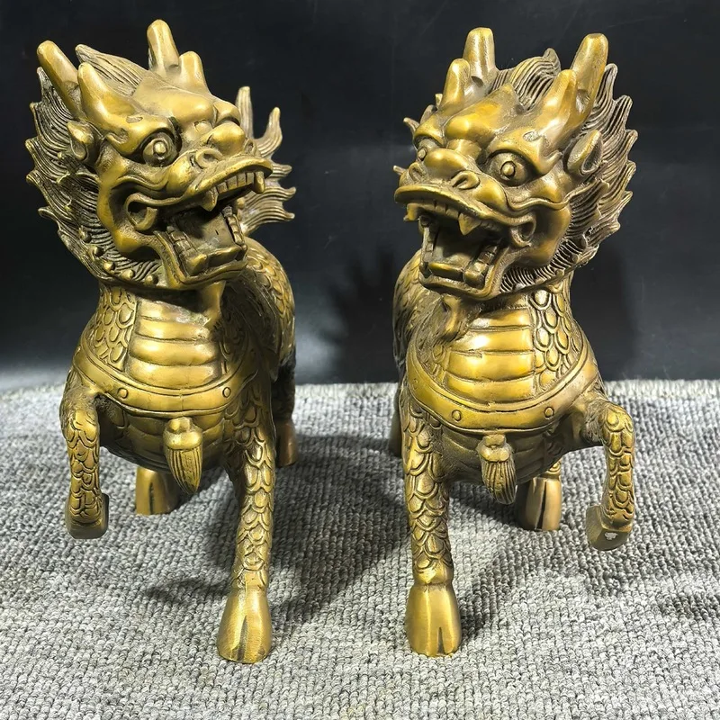 Wholesale direct supply of antique-style copper-kilin Women's Clothing Yuanbao Kirin Fire Dragon Bronze Ornament Craft
