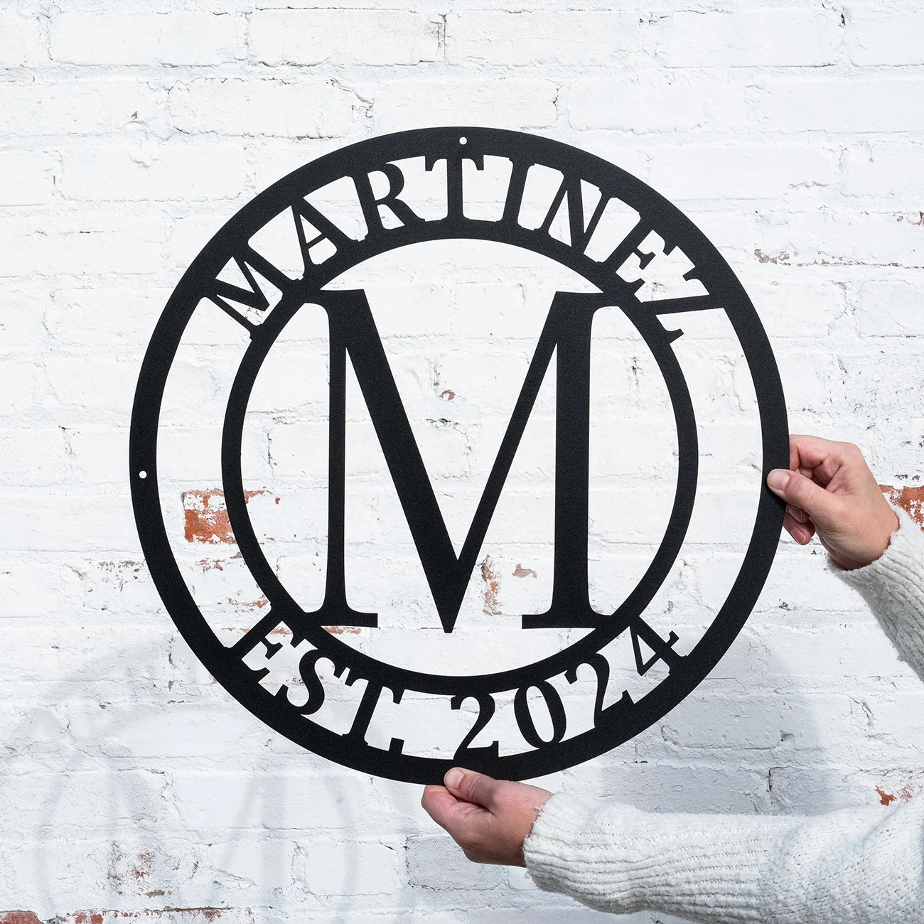 Personalized Family Name Sign with Letter Metal Last Name Sign Custom Metal Name Sign Established Last Name Sign Circle Monogram