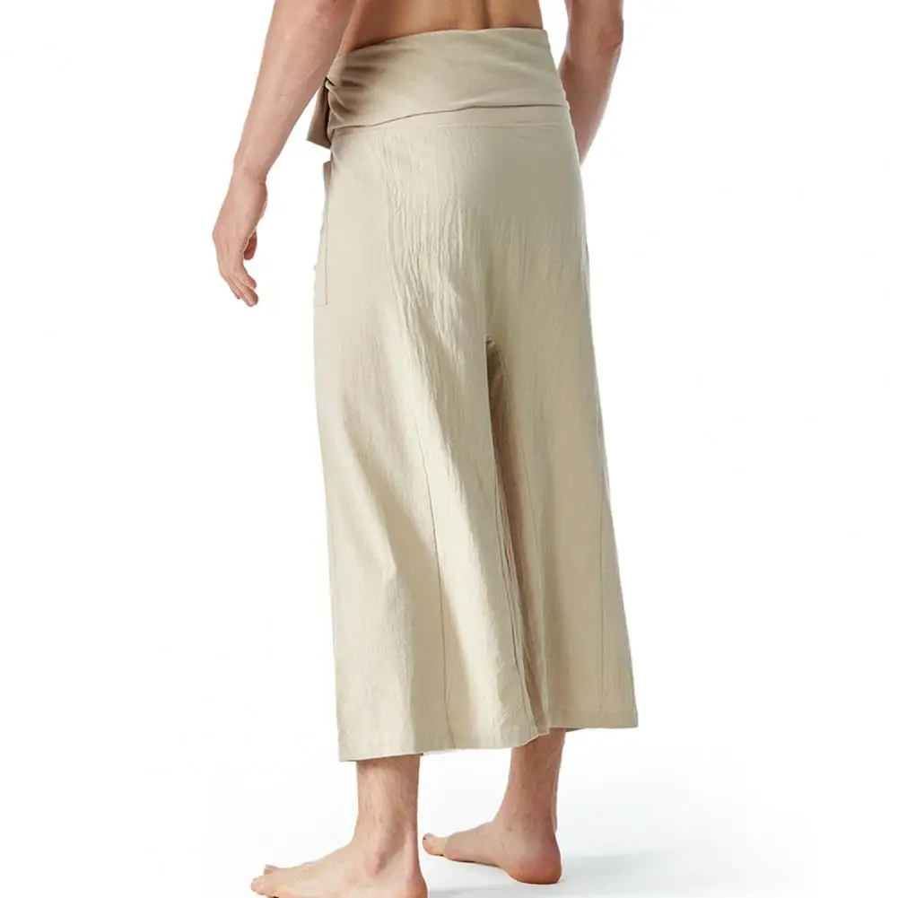 

Fashion Thai Fisherman Pants Flax Martial Arts Pants Solid Color Casual Loose Men Martial Arts Trousers Menswear