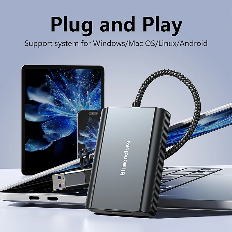 Blueendless CFexpress Type A or Type B Memory Card Reader USB 3.2 10Gbps Plug and Play with USB C/A Cable for Android/Windows/Ma image 6