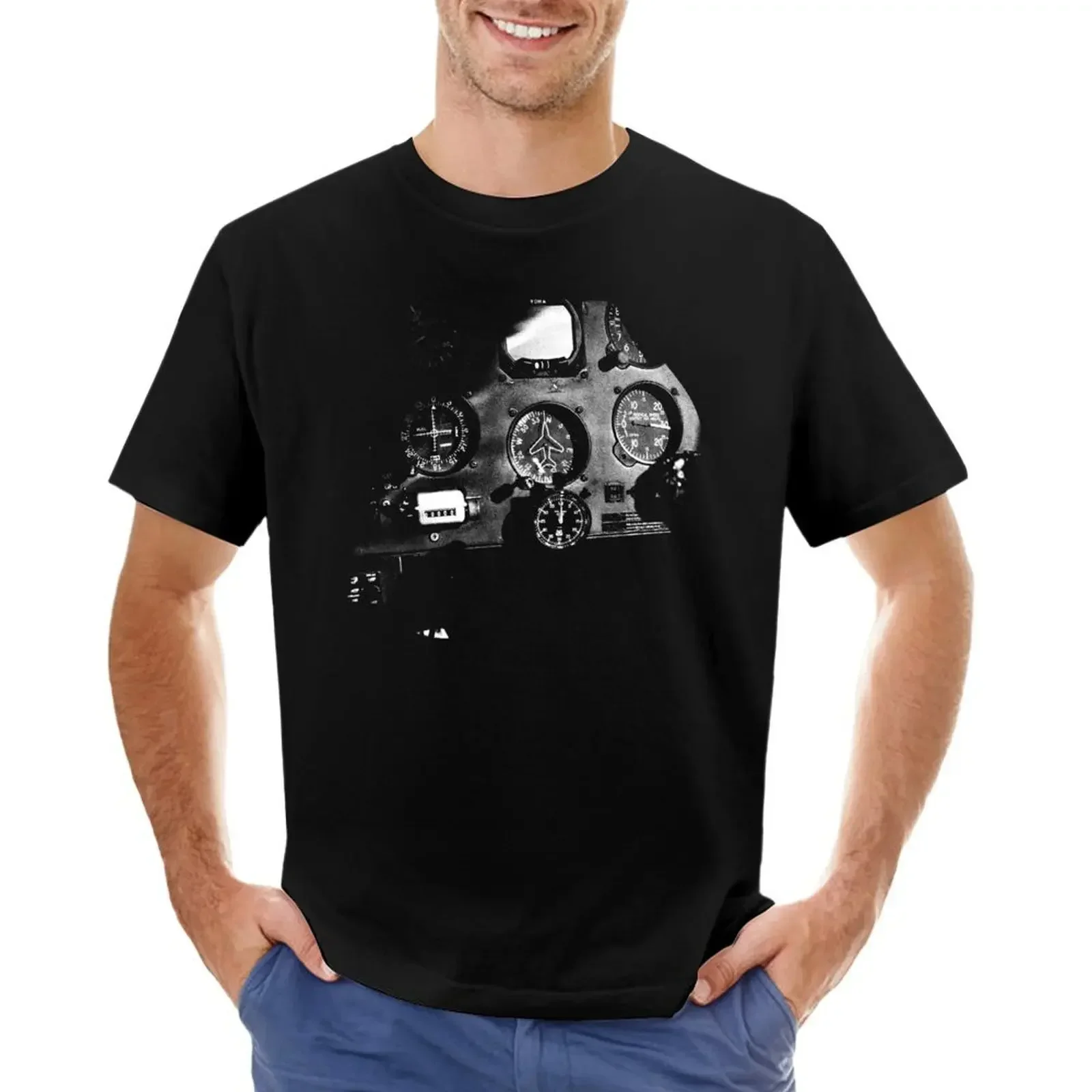 Flugzeug Instrument Panel T-Shirt Anime Kleidung erhabene süße Kleidung niedlichen Tops Herren Vintage T-Shirts