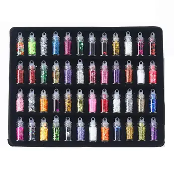 48瓶/盒 專業閃亮樹脂亮片粉 心形星形微珠 美甲亮片 珠寶製作工藝DIY 10 最佳銷售 心型閃光 - №7