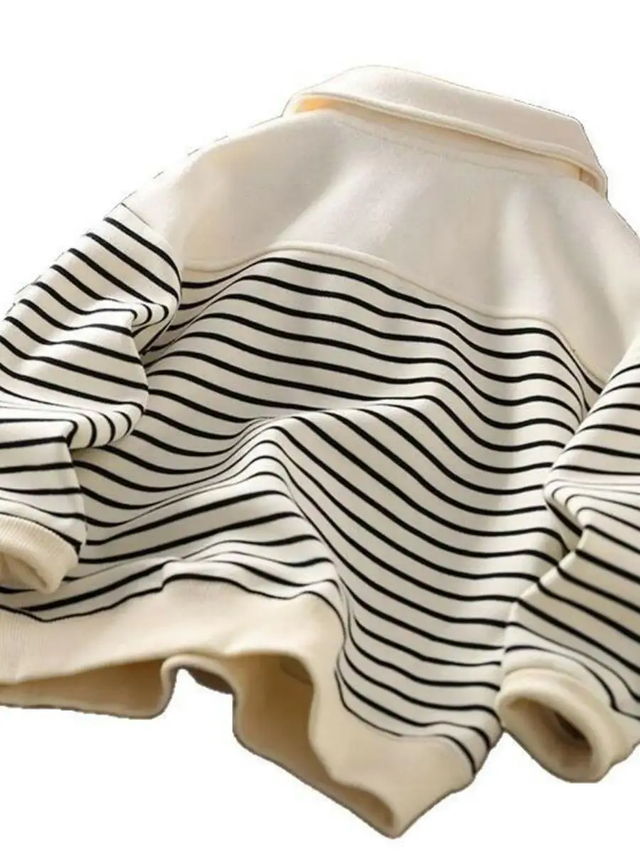 Sudadera Larga Holgada a la Moda para Niños, Primavera Otoño, Cuello a Cuadros, Estilo Patchwork, Ropa Moderna para Niños, Prenda Superior Versátil