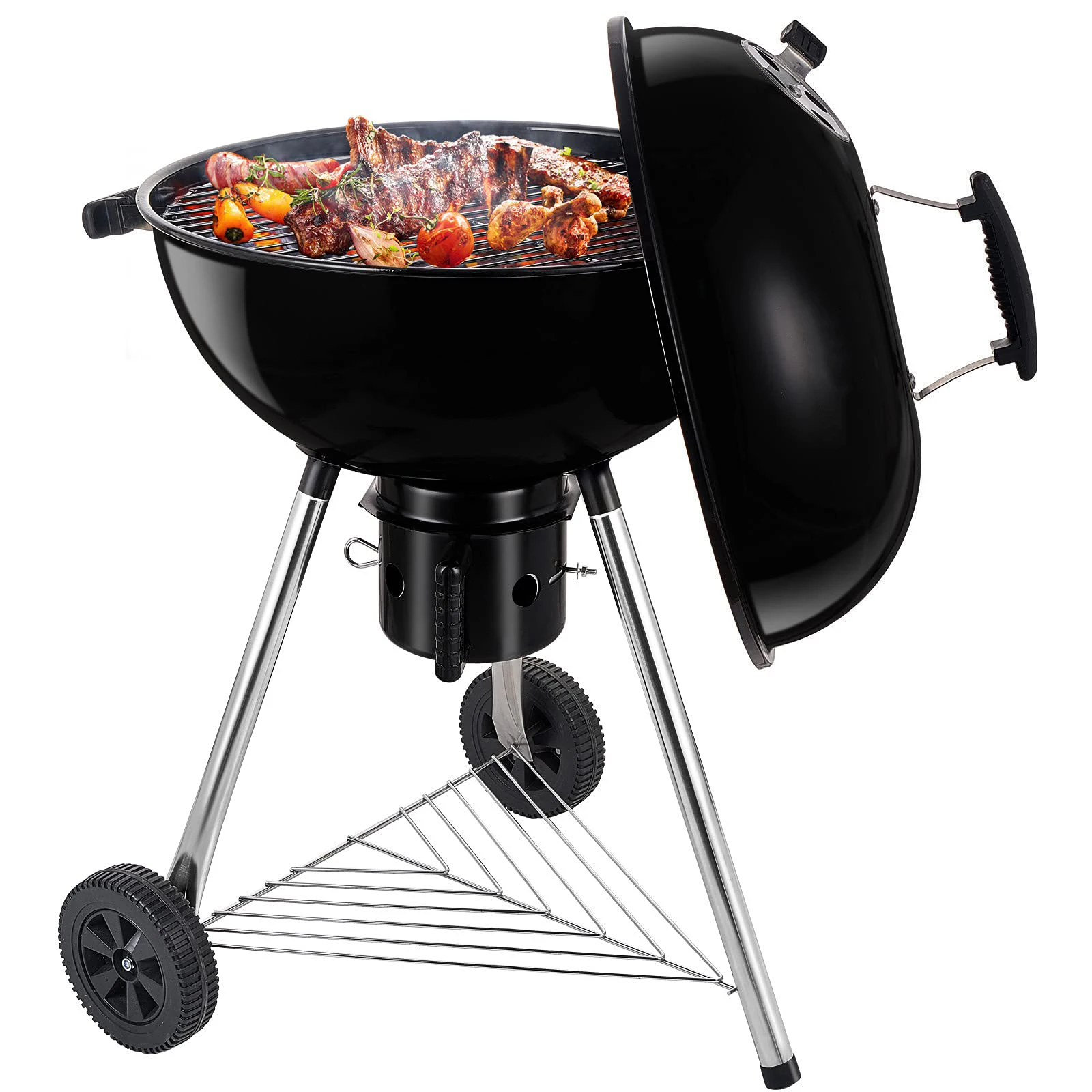 

Charcoal Grill Portable BBQ Grill Kettle 22.5 inch Outdoor Grills & Smokers for Patio Backyard Barbecue Camping Black