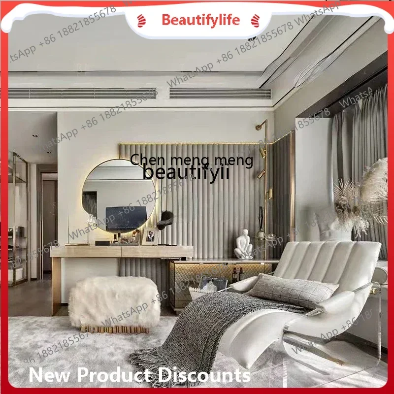 ss8617 Light Luxury High-End Model Room Sales Office Hotel Transparent Single-Seat Sofa Chair Study by Window Reading and Lying