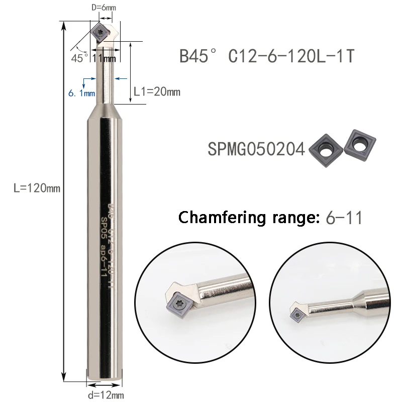 LIHAOPING 45 Degree Chamfering Tools B45 TFD45 C16-16-110 C12-8-120 CNC Lathe Milling Cutter End Mill Holder Inserts SCMT09 SPMG