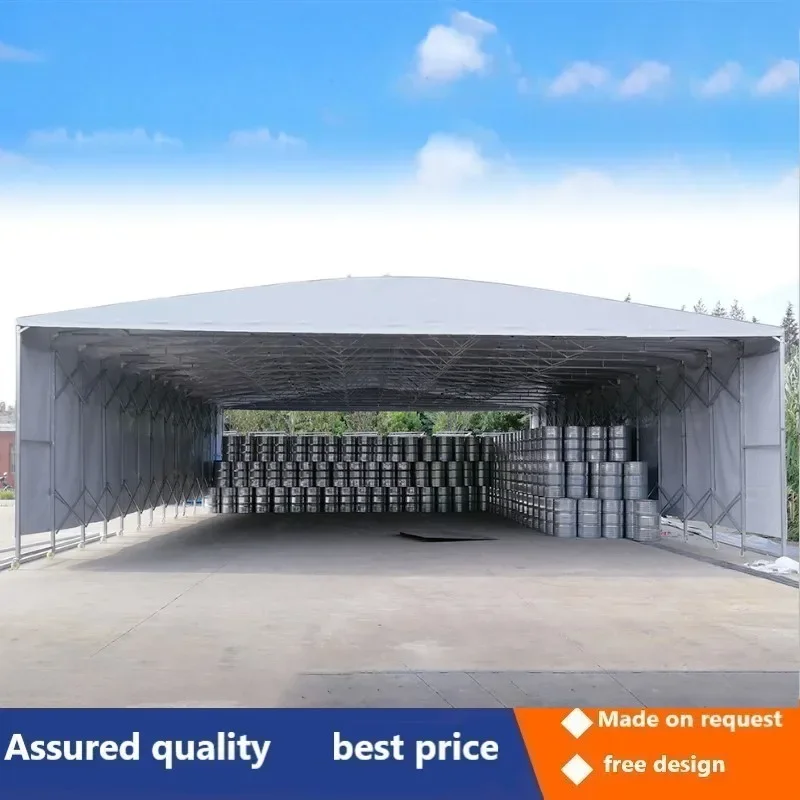 Outdoor mobile push-pull large tent telescopic folding canopy shrink warehouse canopy