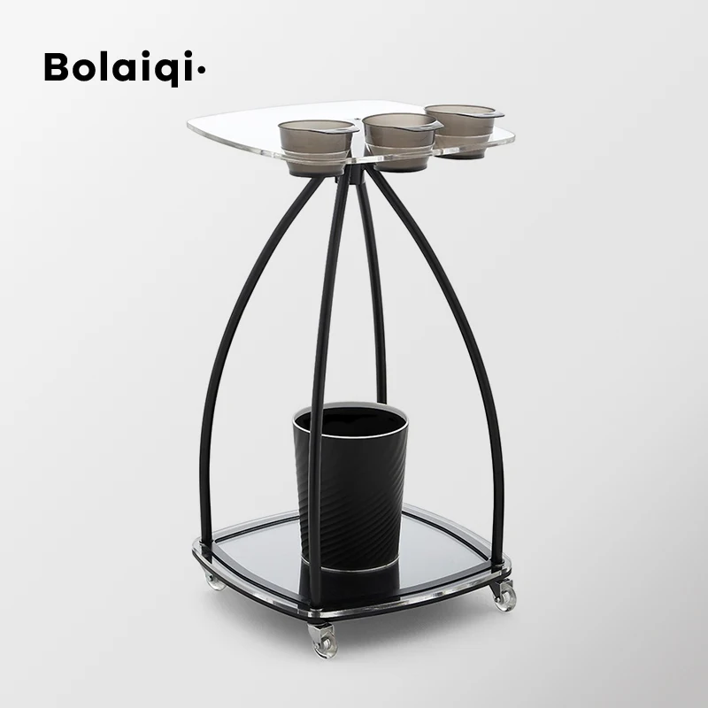 

BOLAIQI New Design Salon Equipment Acrylic Hairdressing Salon Trolley Salon Hair Coloring Working Trolley