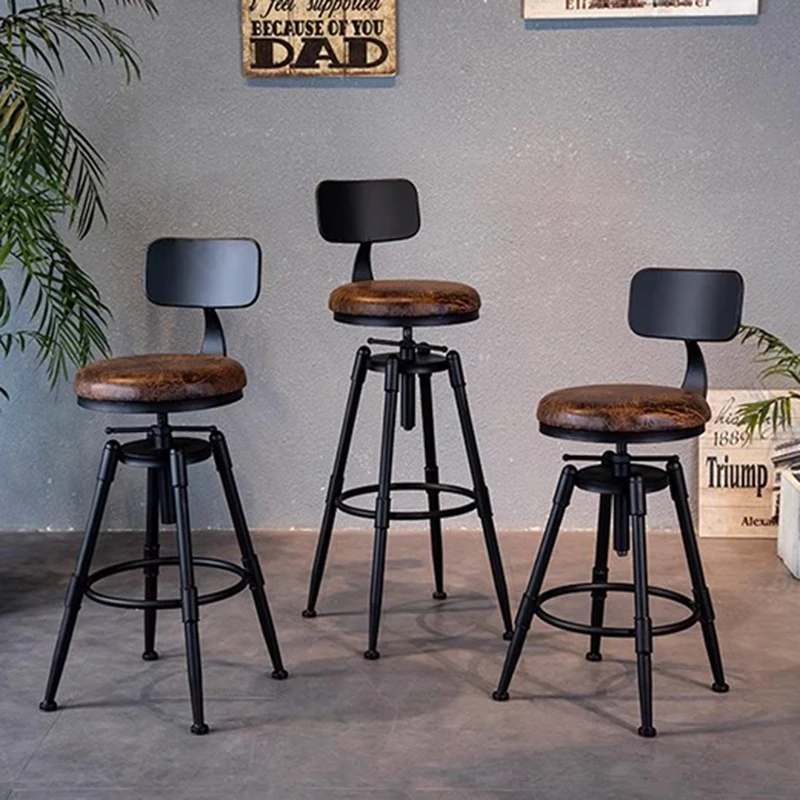 

Barstool Counter Bar Chair Swivel Round Lifting Metal Bar Stool Adjustable Waterproof Sgabello Cucina Alto Restaurant Furniture