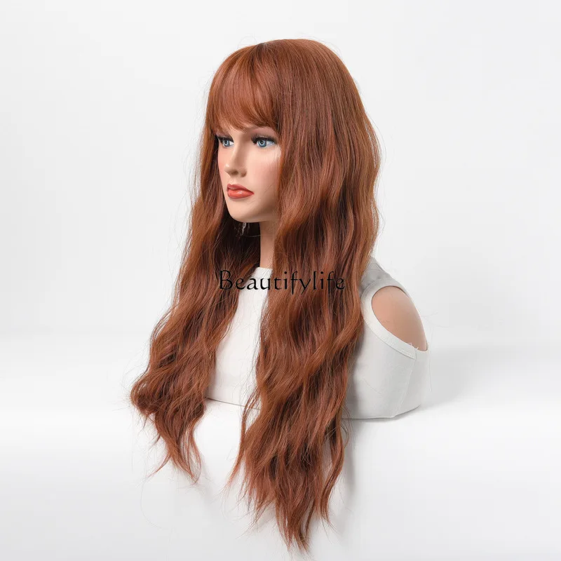 Long curly hair mechanism chemical fiber headgear big wave corn perm blond hair cover