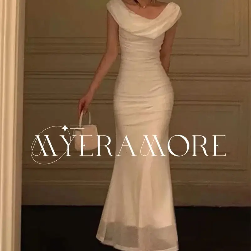 فساتين زفاف أنيقة حورية البحر تول قبالة الكتف فستان عروس من الساتان طول الكاحل رداء حفلات مخصص فيستدوس دي نوفيا #1