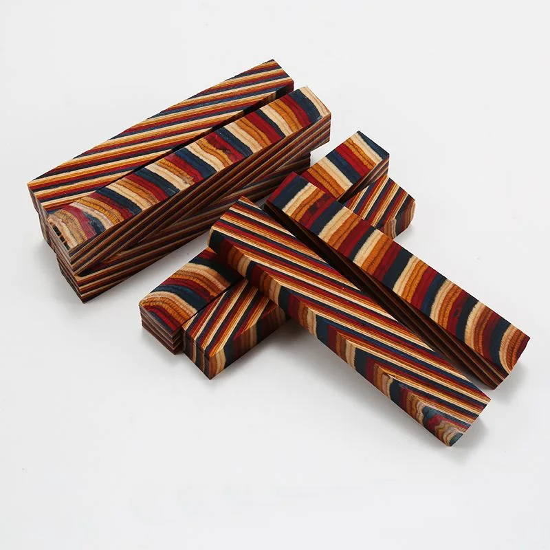 Colored wood Colored Solid Wood Multi-layer Compressed Wood Pen Knife Handle Buddha Bead Carving Materials Colorful Material image 3