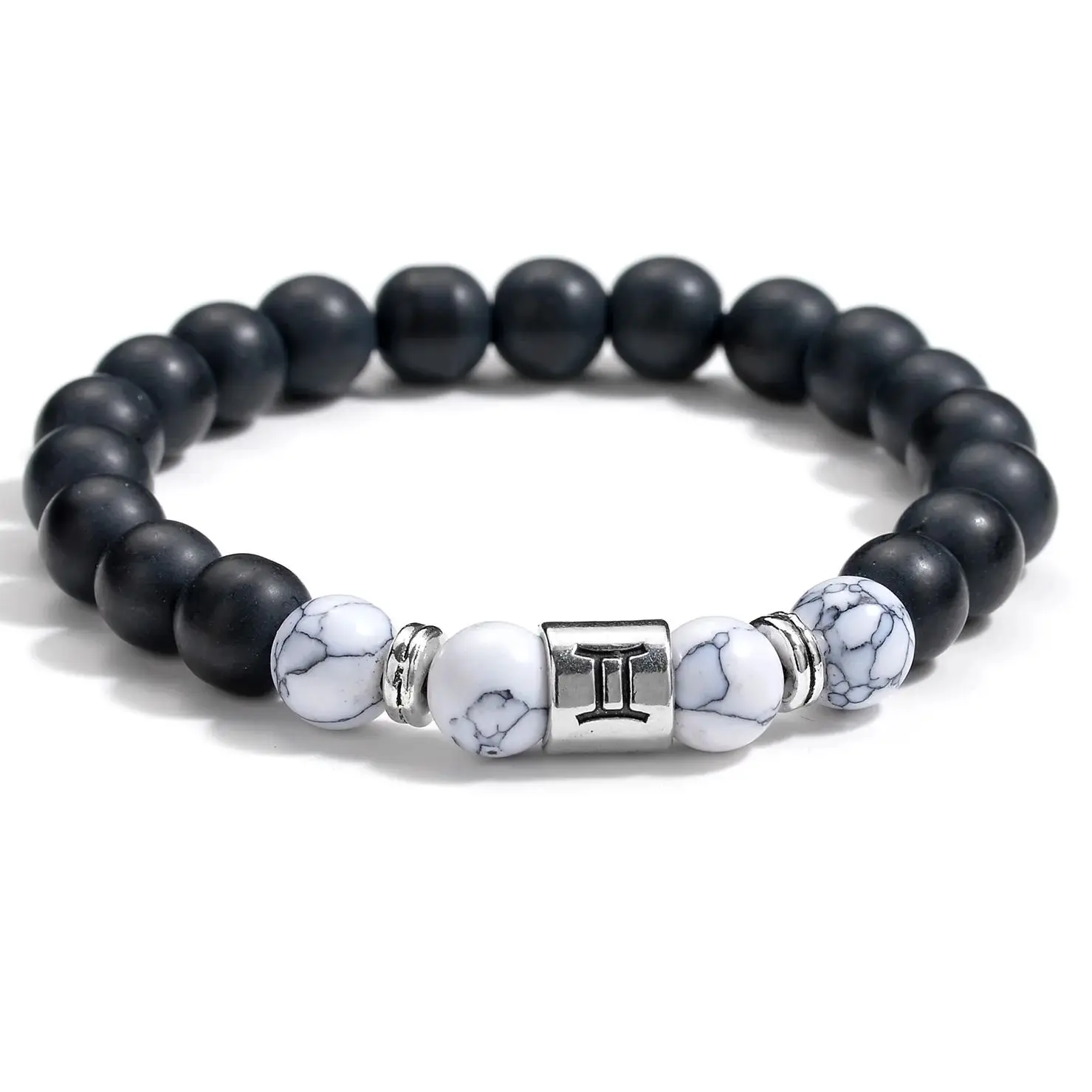 Natural Stone Beads Zodiac Signs Bracelet Friends Couples 12 Constellation Stretch Beaded Bracelet For Men Women Jewelry Gift