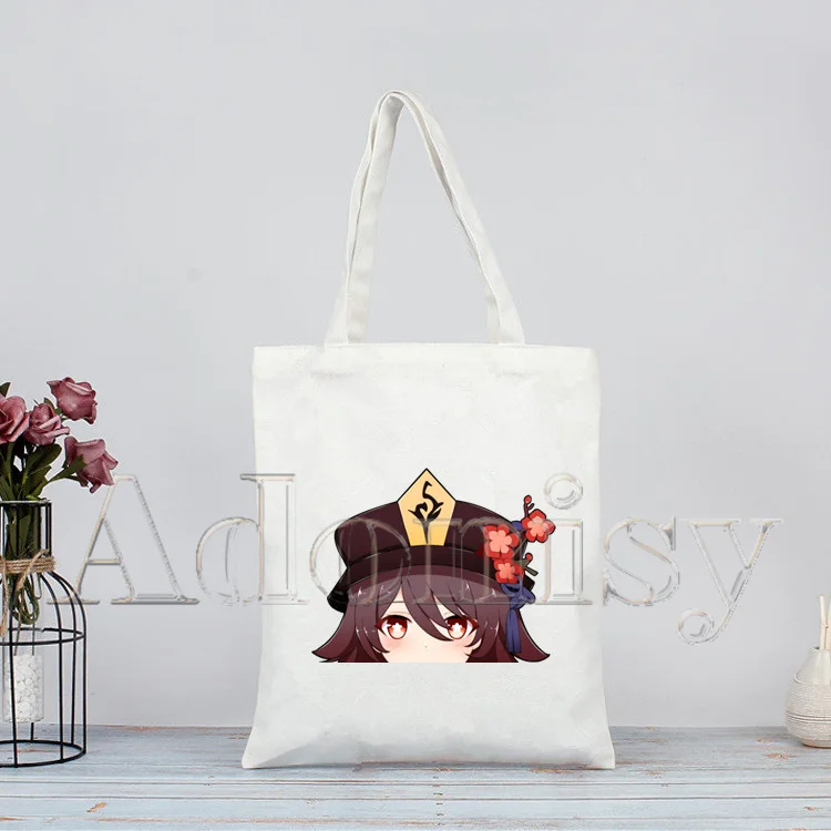 Genshin Impact Hu Tao Kawaii gioco corea Ulzzang Shopper Bag stampa tela Tote Bag borse donna borsa Harajuku borse a tracolla