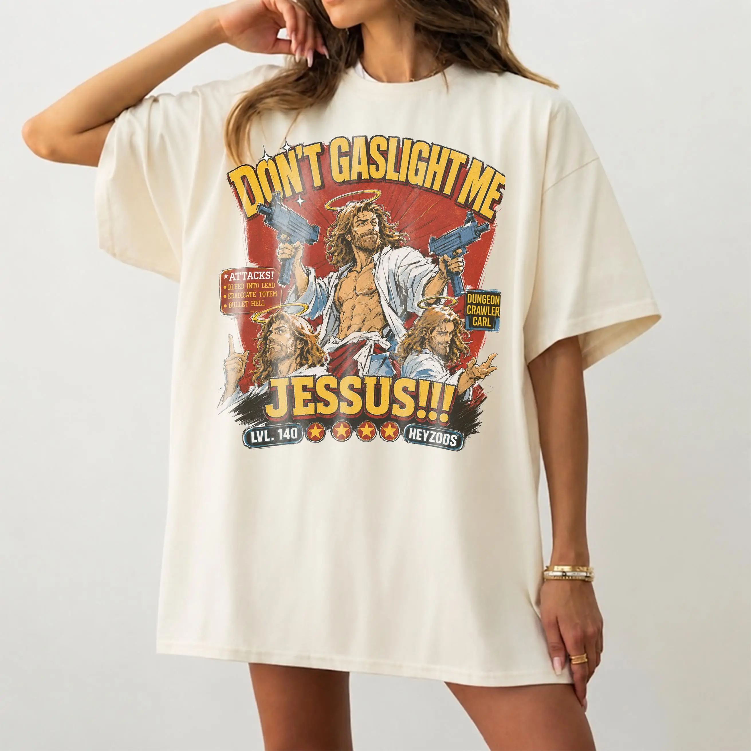 Don't Gaslight Me Jesus Shirt, Dungeon Crawler Carl Tee, Princess Donut and Mongo Shirt, LitRPG Fantasy Bookish Reader