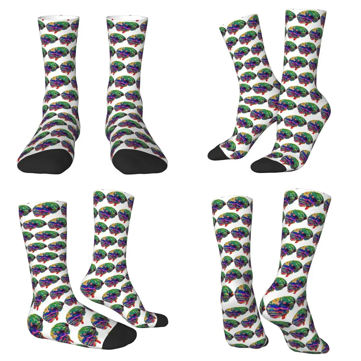Colorful Brain Artistic Vision Socks Harajuku Sweat Absorbing Stockings All Season Long Socks for Man Woman Valentine's Day Gift
