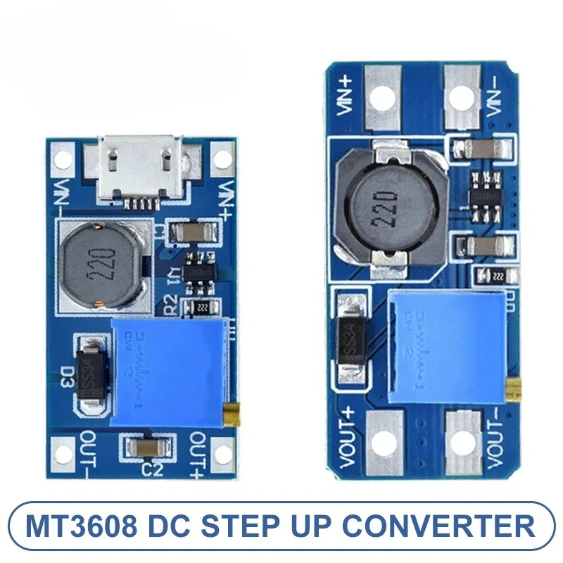 MT3608 Type-c/Micro USB 2A Max DC-DC Step Up Power Module Booster Power Module 3-5V to 5V/9V/12V/24V