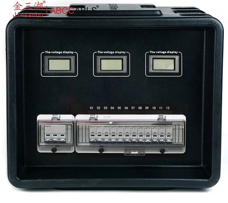 ABCCABLS Portable 3 Phase Stage Power Distro Box, 400A Input 12 NEMA Outlets Touring Power Distribution Box For Live Show
