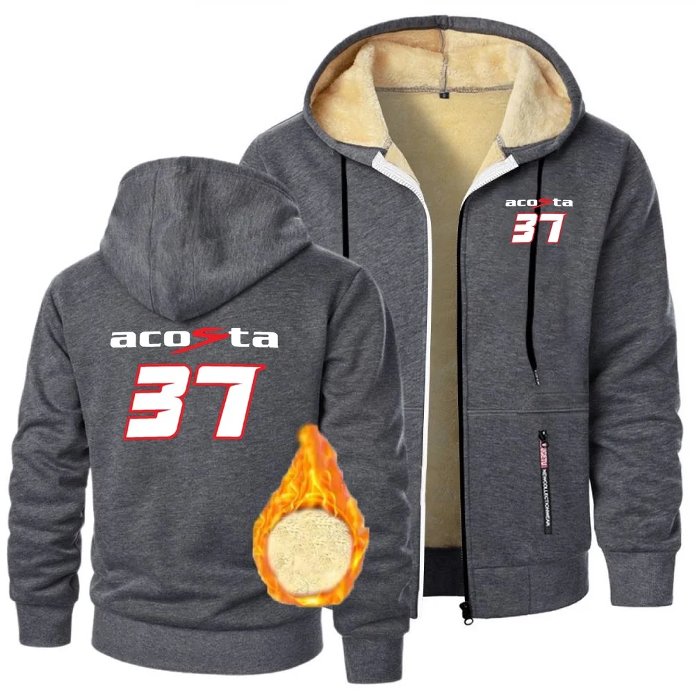 بيدرو أكوستا 37 دراجة نارية متسابق سباق بلوزات الشتاء رشاقته امبسوول سترة رجالي سستة هوديس معطف الوزن الثقيل أبلى #2