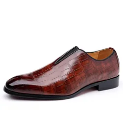 Men Casual Shoes Classic Low-Cut Embossed Formal Leather Comfortable Business Dress  Man Loafers Wedding 38-48