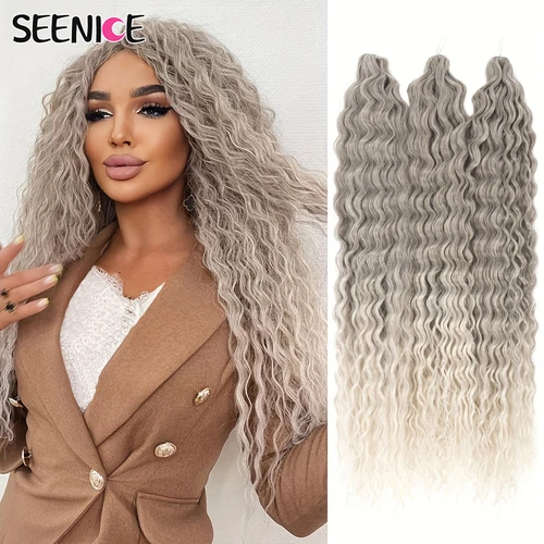 Ariel-pelo rizado sintético para mujer, pelo de ganchillo con ondas de agua, rizos Afro, trenzas de ganchillo, extensión de cabello trenzado rosa ombré