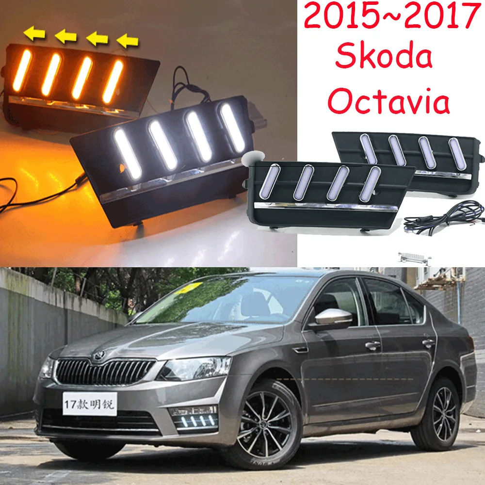 

car bumper headlight for Skod Octavia daytime light;2015~2017y Chrome LED,Octavia fog light;Superb