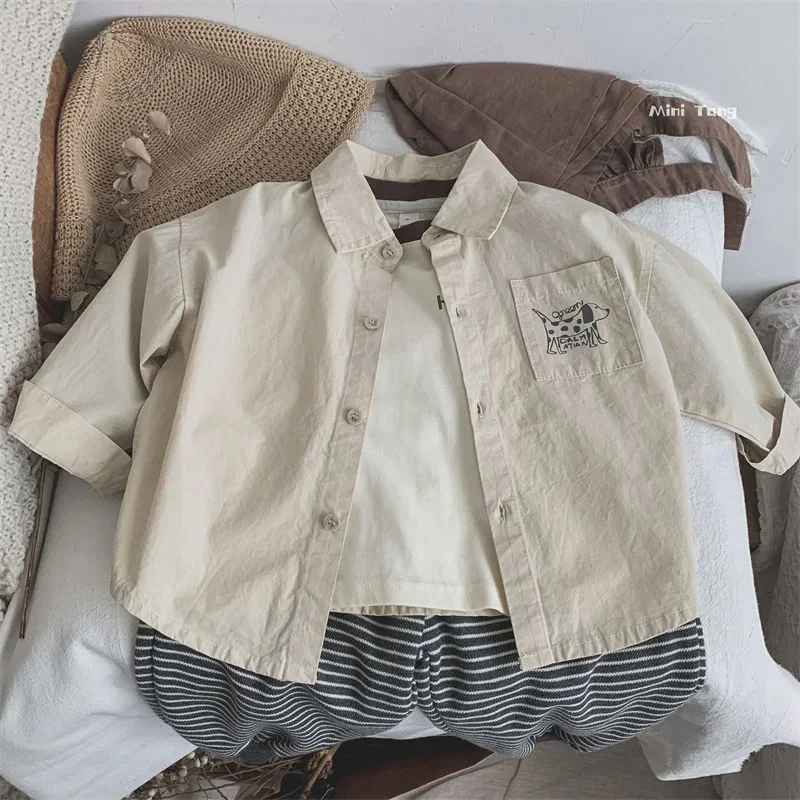 Boys Baby's Kids Blouse Coat Jacket Outwear Cotton 2024 Beige Spring Autumn Shirts Outwear High Quality Children's Clothing