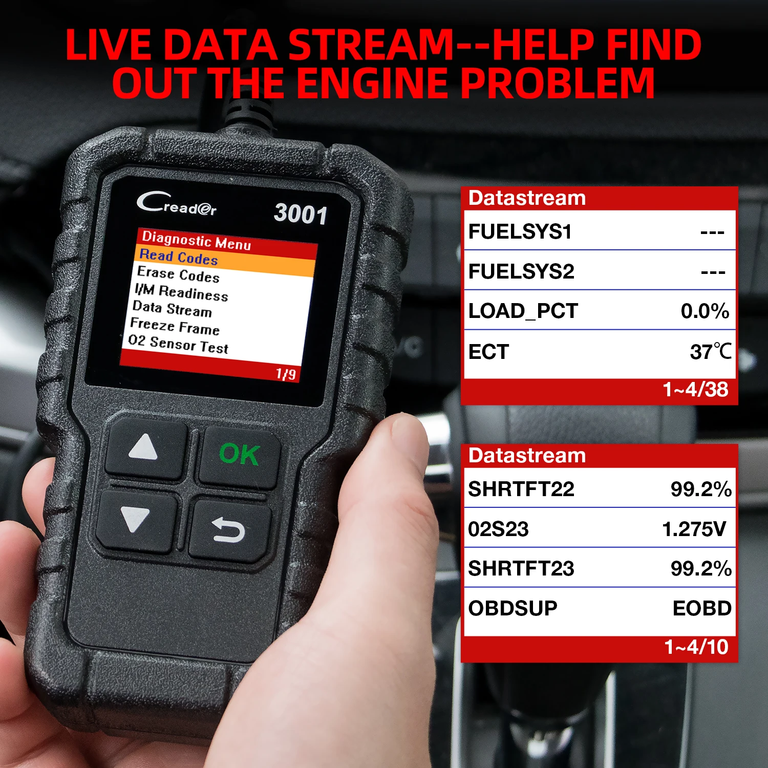 إطلاق Creader 3001 Obd2 الماسح الضوئي محرك خطأ رمز القارئ الوضع 6 يمكن أداة المسح التشخيصي لجميع سيارات بروتوكول obdii منذ عام 1996