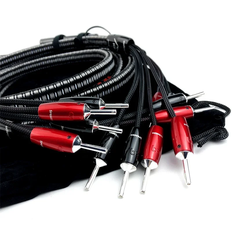 Kabel głośnikowy K2 Srebrna wtyczka bananowa / wtyczka Y Spade BiWire 2 do 4 / kabel głośnikowy wzmacniacza audio HiFi z pojedynczą linią