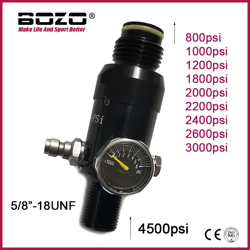 HPA 4500psi Cylinder Air Tank Regulator Valve Output 800psi to 3000psi 5/8\