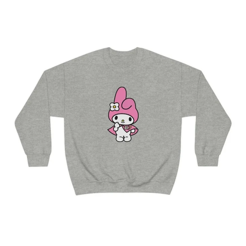 Sweat-shirt à col rond mélangé épais pour hommes et femmes, mignon My Melody, taille adulte, sweat à capuche pour hommes et femmes