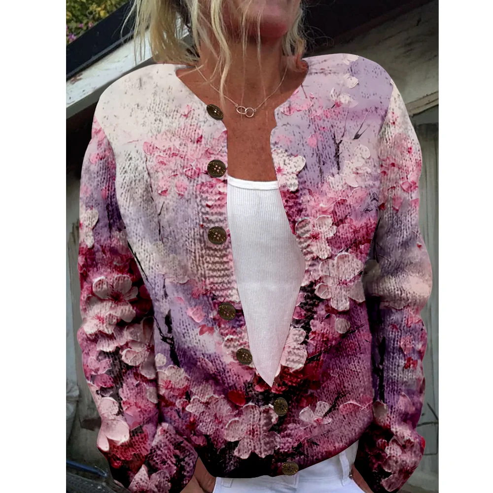 

Autumn Winter Knitted Cardigan Women Sweater Vintage Sweaters Knit Top Fashion Chic Jumpers Streetwear Casual Gift